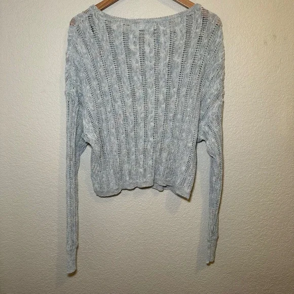 Natural Life Women XL Sweater Chunky Open Knit Sheer Shimmer Crop Festival Boho - Picture 6 of 6